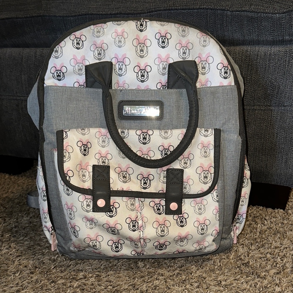 Disney Gray and Pink Minnie Mouse diaper/Backpack